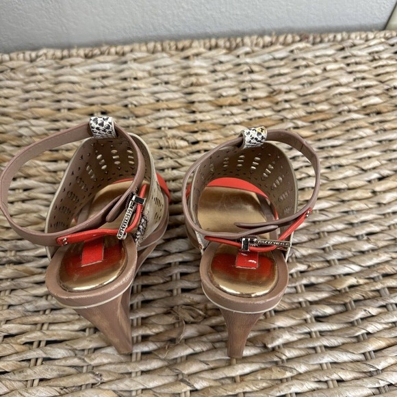 BCBGMAXAZRIA Meteur Snake Red Heel Sandal 7B Coral High Heel - Picture 8 of 13
